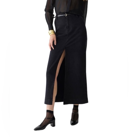 NWT J. Crew Denim Maxi Skirt In Washed Black Size 27 - Picture 4 of 16